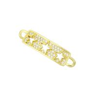 Cubic Zirconia Micro Pave Brass Connector gold color plated micro pave cubic zirconia & hollow Approx 3mm Sold By Lot