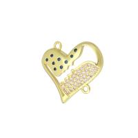 Cubic Zirconia Micro Pave Brass Connector Heart gold color plated micro pave cubic zirconia & hollow Approx 1mm Sold By Lot