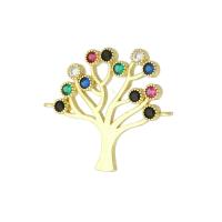 Cubic Zirconia Micro Pave Brass Connector Tree gold color plated micro pave cubic zirconia Approx 1mm Sold By Lot