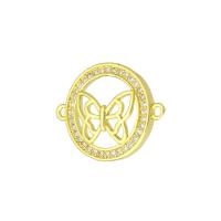 Cubic Zirconia Micro Pave Brass Connector gold color plated micro pave cubic zirconia & hollow Approx 1mm Sold By Lot