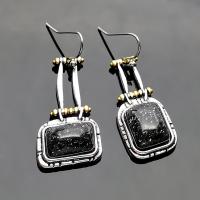 Gemstone Oorbellen, Messing, met turkoois, plated, voor vrouw, gemengde kleuren, 41x16.50mm, Verkocht door pair