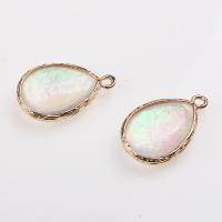 Naturlig Abalone Shell Pendler, Zinc Alloy, med Abalone Shell, Teardrop, poleret, blandede farver, 15x23mm, 30pc'er/Bag, Solgt af Bag