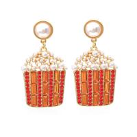 Rhinestone Earring Zinc Alloy with ABS Plastic Pearl fashion jewelry & for woman & with rhinestone Sold By Pair