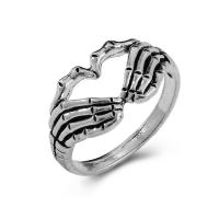 Zinklegering ringen, Zinc Alloy, Hand, antiek zilver plated, voor vrouw & hol, nikkel, lood en cadmium vrij, 23mm, Maat:7.5, Verkocht door PC