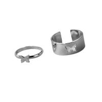 Zink Alloy Ring Set, Fjäril, plated, 2 stycken & för kvinna & ihålig, fler färger för val, nickel, bly och kadmium gratis, Storlek:6-8, Säljs av Ställ