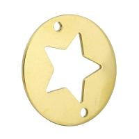 RVS Verbinder, Roestvrij staal, gold plated, hol, 25x25x1mm, Gat:Ca 1mm, Verkocht door PC