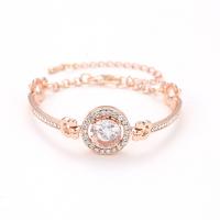 Zinc Alloy Bangle Smykker, forgyldt, for kvinde & med rhinestone, flere farver til valg, Længde 18 cm, Solgt af PC