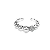 metal Anillo de dedo Cuff, Ajustable & micro arcilla de zirconia cúbica & para mujer, plateado, 16.50mm, 5PCs/Bolsa, Vendido por Bolsa