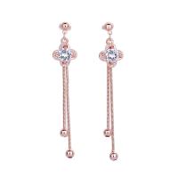 Fashion Fringe Boucles d'oreilles, laiton, Placage, pavé de micro zircon & pour femme, plus de couleurs à choisir, 65mm, 5pairescouple/sac, Vendu par sac