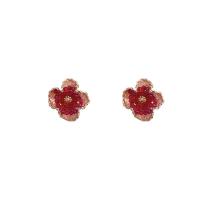 Boucle d'oreille dormeuse en alliage de zinc, avec résine, fade et jamais plaqué de haute qualité, bijoux de mode & pour femme, rouge, 21x21mm, Vendu par paire