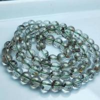 Green Phantom Quartz Bracelet Round Unisex & radiation protection light green 7-7.5mm Sold Per 54 cm Strand