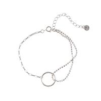 Bracciali ottone, with 1.38Inch extender chain, Ciambella, placcato platino, Doppio strato & per la donna, 13mm, Lunghezza Appross. 5.91 pollice, Appross. 5PC/borsa, Venduto da borsa