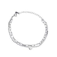 Messing Armbanden, met 1.38Inch extender keten, platinum plated, Dubbele laag & voor vrouw, 6mm, Lengte Ca 5.91 inch, Ca 5pC's/Bag, Verkocht door Bag