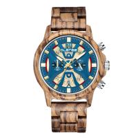 Hommes montre-bracelet, bois, avec verre & acier inoxydable, Rond, Placage, pour homme & lumineux, plus de couleurs à choisir, 225x47x10mm, Vendu par PC