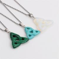 Collier bijoux de pierre gemme, acier inoxydable, avec pierre gemme, triangle, Placage de couleur argentée, bijoux de mode, plus de couleurs à choisir, Longueur 23.62 pouce, Vendu par PC