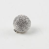 strass klei pave Zwangere Musical Ball, met sterling zilver borgtocht & Messing, Ronde, met roestvrij staal binnenste kraal, meer kleuren voor de keuze, 25mm, Gat:Ca 3x5mm, Verkocht door PC