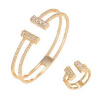 Gioielli Brass Set, ottone, placcato, regolabile & stili diversi per la scelta & Micro spianare cubic zirconia & per la donna, assenza di nichel,piombo&cadmio, Foro:Appross. 3x5mm, Misura:6-8, Venduto da PC