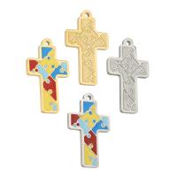 Pendants Cruach Cross dhosmálta, Cruach dhosmálta, plátáilte, cruan, dathanna níos mó le haghaidh rogha, 12x35x1mm, Poll:Thart 1mm, Díolta De réir PC