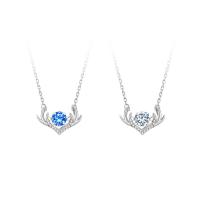 Zircon cubique Micro Pave collier en argent Sterling, Argent sterling 925, Placage de couleur platine, pavé de micro zircon & pour femme, plus de couleurs à choisir, Longueur Environ 15.35 pouce, Vendu par PC