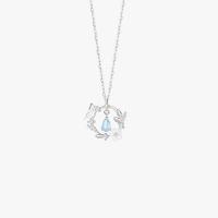 Kubieke Zircon Micro effenen Sterling zilveren ketting, 925 sterling zilver, met Maansteen, platinum plated, micro pave zirconia & voor vrouw, Lengte Ca 15.74 inch, Verkocht door PC