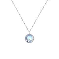 Kubieke Zircon Micro effenen Sterling zilveren ketting, 925 sterling zilver, met Maansteen, platinum plated, micro pave zirconia & voor vrouw, Lengte Ca 15.74 inch, Verkocht door PC