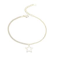 Argento Bracciali, 925 sterline d'argento, Stella, placcato, per la donna & con strass, dorato, Lunghezza 19 cm, Venduto da PC