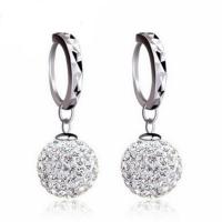 Huggie orecchino goccia, ottone, placcato, Micro spianare cubic zirconia & per la donna, argento, 10-30mm, 5Pairspaio/borsa, Venduto da borsa