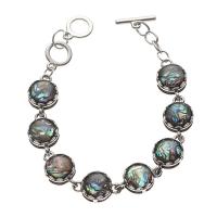 Shell Jewelry Bracelet Zinc Alloy with Abalone Shell Unisex mixed colors Length 23.3 cm Sold By PC