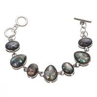 Shell Jewelry Bracelet Zinc Alloy with Abalone Shell Unisex mixed colors Length 25 cm Sold By PC