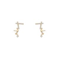 Ciúbach Zirconia Micrimhilseogra réiteodh Earring Prás, óir fíor plated, jewelry faisin & micrea réiteach zirconia ciúbach & do bhean, órga, 21x11mm, Díolta De réir Péire