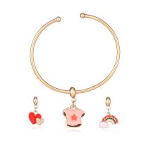 Zinklegering Sieraden Sets, armband & hanger, Zinc Alloy, gold plated, 3 stuks & voor kinderen & glazuur, gouden, nikkel, lood en cadmium vrij, 59mm,14x22mm,14x23mm, 3pC's/Stel, Verkocht door Stel