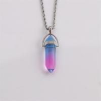 Collier de quartz, acier inoxydable, avec Cristal naturel & alliage de zinc, Placage de couleur argentée, bijoux de mode, plus de couleurs à choisir, Longueur 23.62 pouce, Vendu par PC