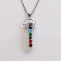 Gemstone Ékszer Nyaklánc, Stainless Steel, -val Drágakő & Cink ötvözet, ezüst színű bevonattal, divat ékszerek, több színt a választás, Hossz 23.62 inch, Által értékesített PC