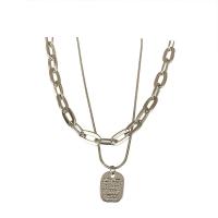 Zink Alloy Smycken Collier, med 2.36 inch extender kedja, 2 stycken & för kvinna & multi-strand, ursprungliga färgen, Längd Ca 15.74 inch, 10PC/Lot, Säljs av Lot