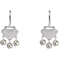 Huggie hoepel Drop Earrings, Messing, micro pave zirconia & voor vrouw, zilver, 10-40mm, Verkocht door pair