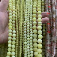 Jade Lemon Bead, Runde, poleret, du kan DIY, grøn, Solgt Per 38 cm Strand