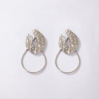 Sinc Alloy Earrings, do bhean, airgid, 70x34mm, Díolta De réir Péire