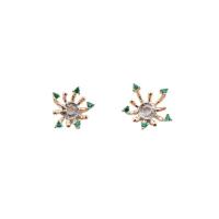 Capuchon pour perle en laiton, fleur, plaqué de couleur d'or KC, bijoux de mode & DIY & pavé de micro zircon, doré, 11mm, Vendu par PC