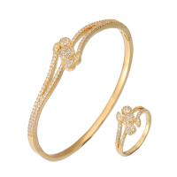 Gioielli Brass Set, ottone, placcato, stili diversi per la scelta & Micro spianare cubic zirconia & per la donna, assenza di nichel,piombo&cadmio, 60x3mm, 20x3mm, Misura:6-9, Venduto da PC