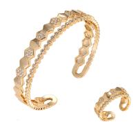 Gioielli Brass Set, ottone, placcato, stili diversi per la scelta & Micro spianare cubic zirconia & per la donna & cavo, assenza di nichel,piombo&cadmio, 55x10mm, 20x8mm, Misura:6-8, Venduto da PC