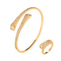 Gioielli Brass Set, ottone, placcato, stili diversi per la scelta & Micro spianare cubic zirconia & per la donna, assenza di nichel,piombo&cadmio, 60x3mm, 20x3mm, Misura:6-9, Venduto da PC