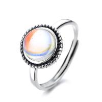 925 sterline d'argento Aprire l'anello di barretta, with Moonstone, Regolabile & per la donna, colore originale, Venduto da PC