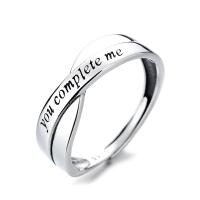 925 Sterling Silver Open Finger Ring Adjustable & with letter pattern & for woman original color Sold By PC