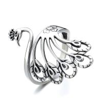 Argent sterling 925 Cuff Bague, paon, Réglable & pour femme & creux, couleur originale, Vendu par PC