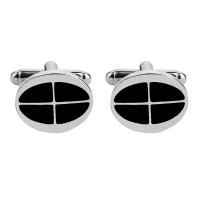 Manchetknopen, Zinc Alloy, platinum plated, voor de mens & glazuur, 18x15mm, Verkocht door pair