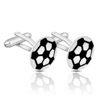 Manchetknopen, Messing, Voetbal, platinum plated, voor de mens & glazuur, 17x17mm, Verkocht door pair