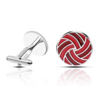 Manchetknopen, Messing, platinum plated, voor de mens & glazuur, rood, 18x18mm, Verkocht door pair