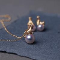 Kunststof parel ketting, 925 sterling zilver, met Plastic Pearl, plated, voor vrouw, gouden, Lengte 45 cm, Verkocht door PC