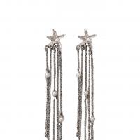 Faisean Fringe Earrings, Sinc Alloy, le Pearl Plaisteacha, do bhean, airgid, 133x21mm, Díolta De réir Péire