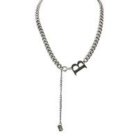 Collier d'acier titane, poli, unisexe, argent, 0.6x0.8cmuff0c2x1.5cm, Longueur 40 cm, Vendu par PC